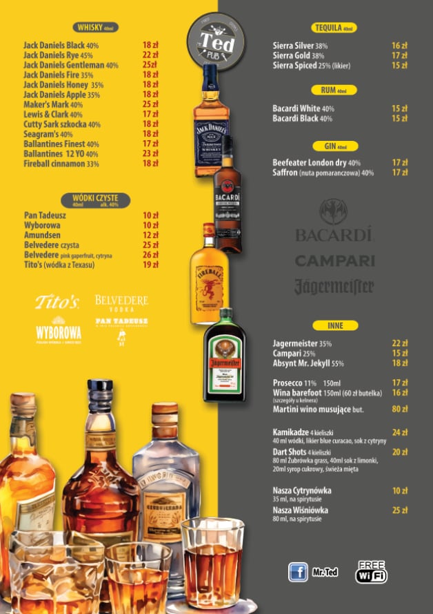 Menu — alkohole mocne